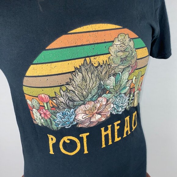 Pot Head T-Shirt Mens Stoner Burnout Weed Unique Weird Happy Funny M - Picture 4 of 6